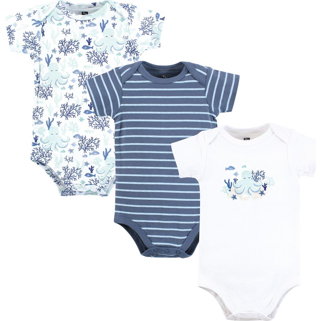 Hudson Baby Little Soft Cotton All-in-one Outfits, Set Of 3 in Mint Octopus at Nordstrom, Size 18-24M