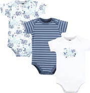 Hudson Baby Little Soft Cotton All-in-One Outfits, Set of 3