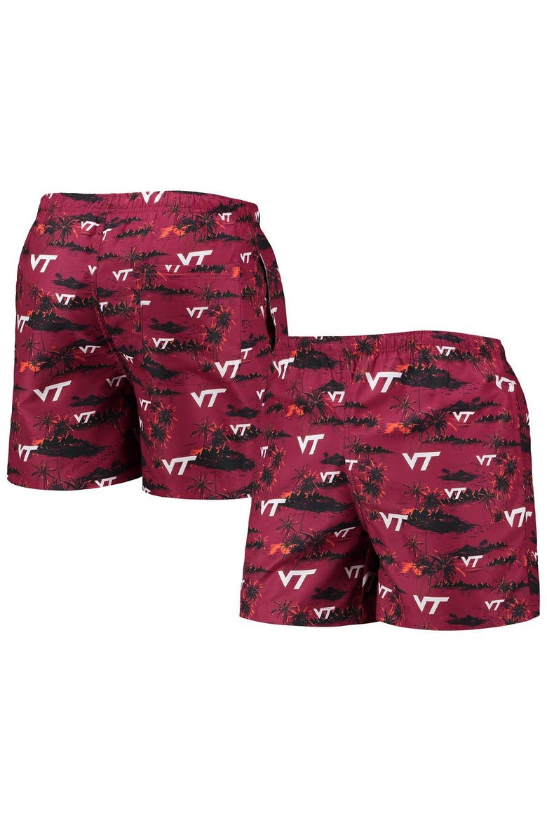 Men's FOCO Maroon Virginia Tech Hokies Island Palm Swim Trunks, Main, color, Maroon