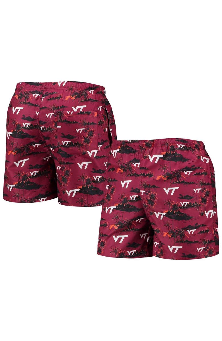 FOCO Men's FOCO Maroon Virginia Tech Hokies Island Palm Swim Trunks, Main, color, Maroon