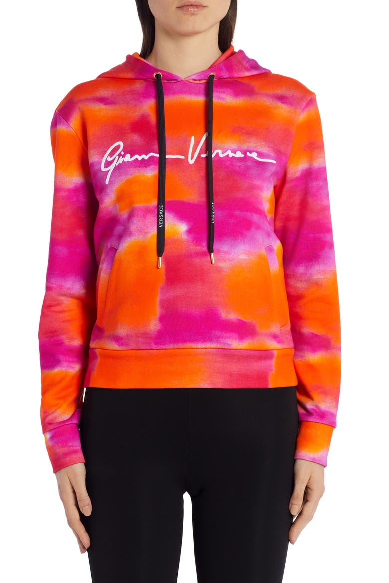 Tie Dye Gianni Signature Hoodie, Main, color, ORANGE/PINK