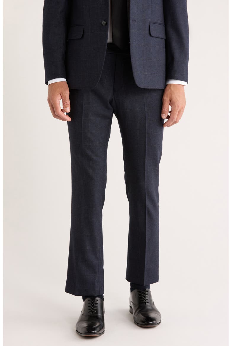 Plaid Wool Dress Pants, Main, color, NAVY WINDOW