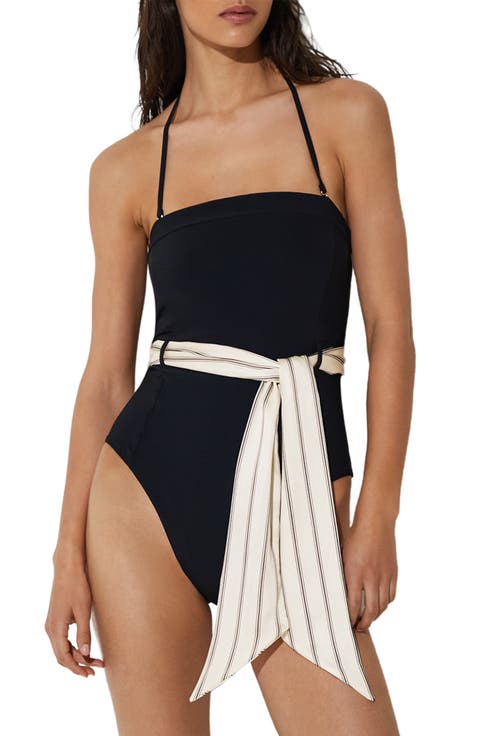 Etienne Belted Bandeau One-Piece Swimsuit