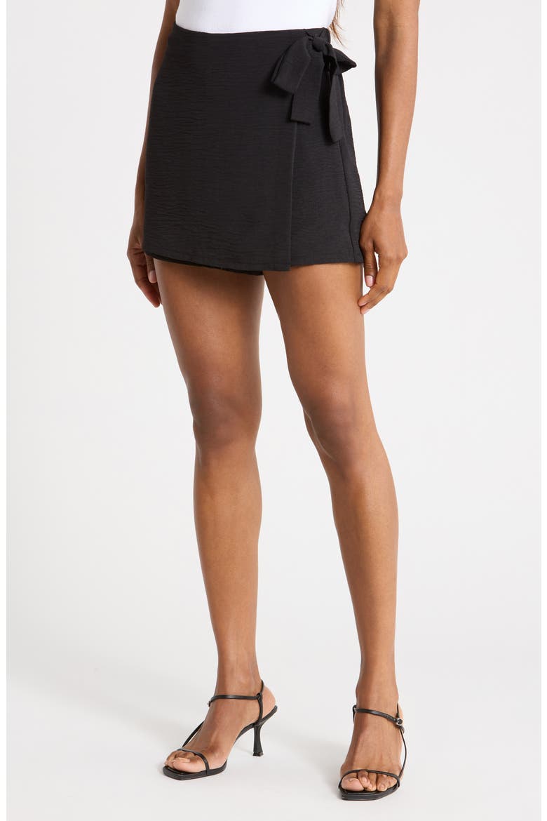 Airflow Wrap Tie Skort, Main, color, BLACK