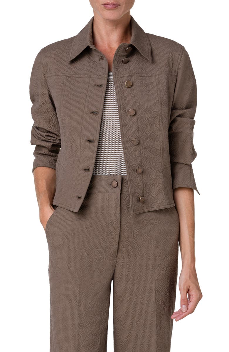 Akris punto Crop Seersucker Jacket, Main, color, 
