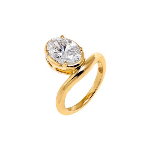 Lab Grown Diamond Oval Swirled Pinky Ring 14K