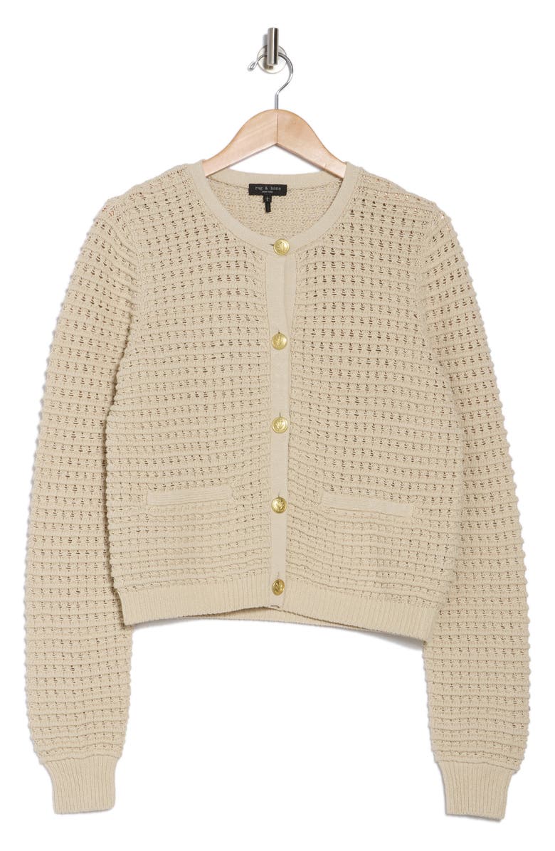 rag & bone Marlee Open Stitch Cardigan, Alternate, color, Turtledove
