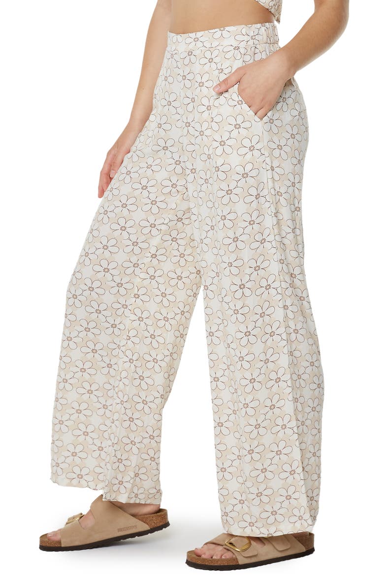 Roxy Midnight Avenue Wide Leg Pants, Alternate, color, Snow White Daisy Daze Print