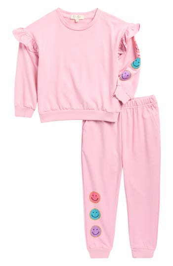Jessica Simpson Kids' Drapey French Terry Sweater & Joggers Set In Pink