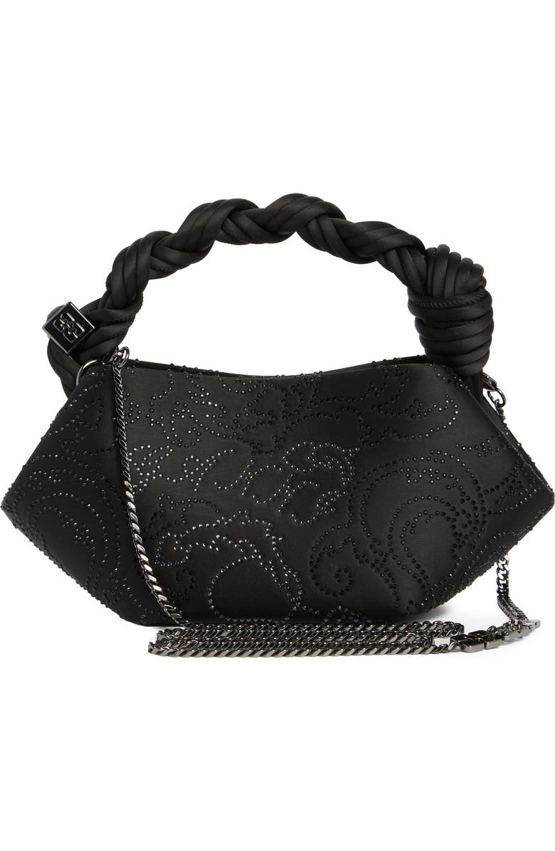 Ganni Mini Bou Sequin Crossbody Bag, Alternate, color, Black