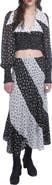 Anna Sui Ditsy Dot Chiffon Contrast Flowy Skirt