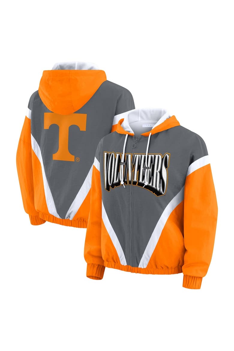 Women's WEAR by Erin Andrews Tennessee Orange/Gray Tennessee Volunteers Colorblock Full-Zip Hoodie Windbreaker Jacket, Alternate, color, Tennessee Orange