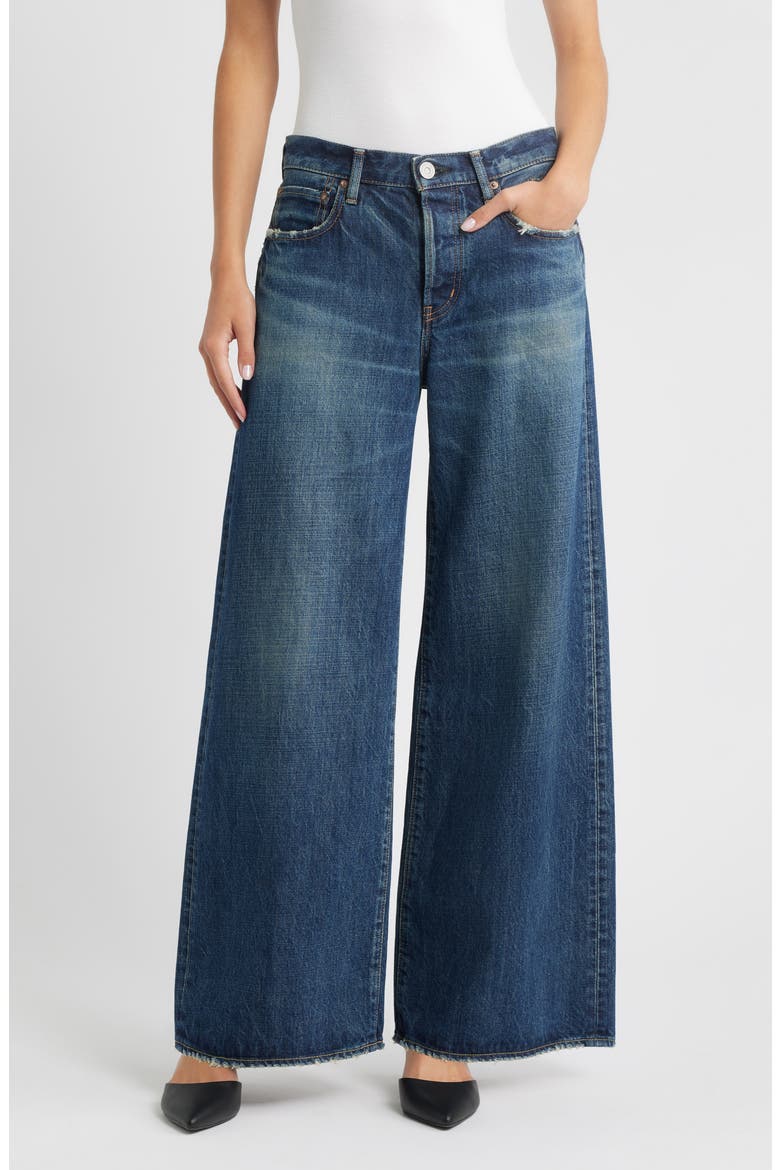McDavid Baggy High Waist Superwide Leg Jeans, Main, color, DARK BLUE