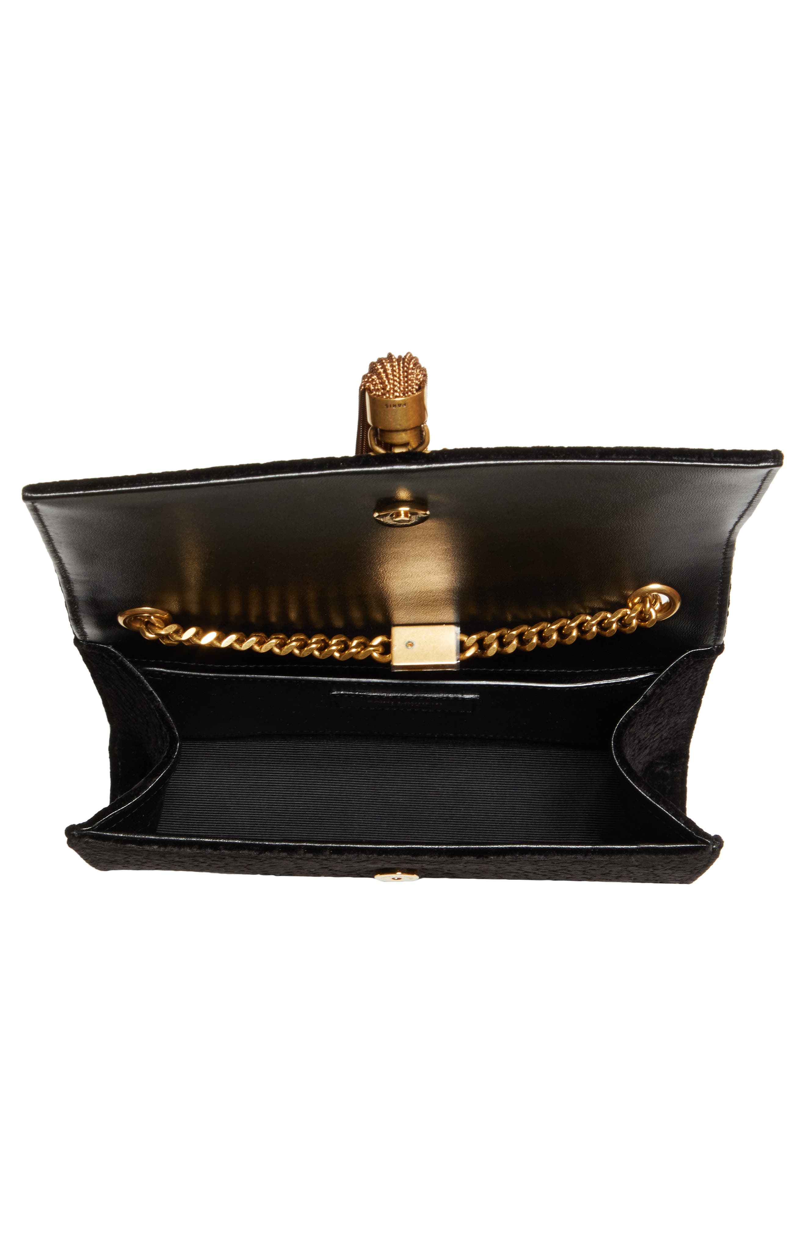 Saint Laurent Small Kate Flocked Velvet Crossbody Bag, Alternate, color, 