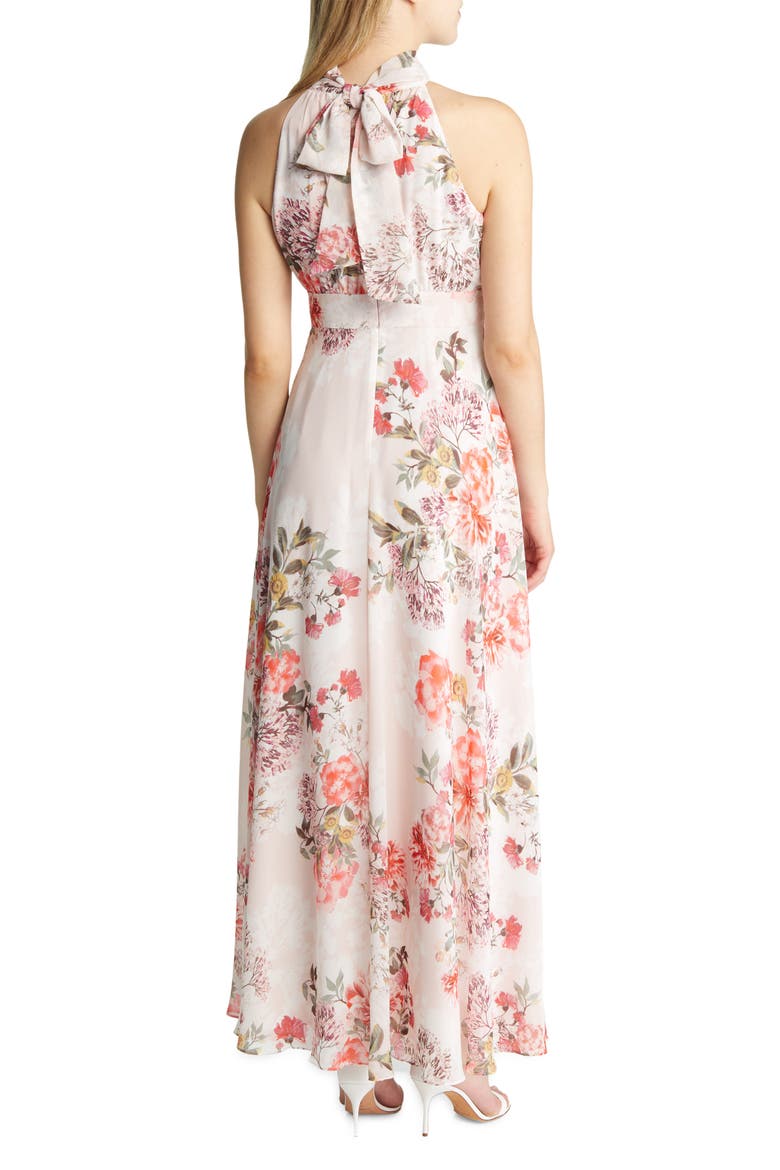 Floral Halter Neck Slim Maxi Dress, Alternate, color, BLUSH