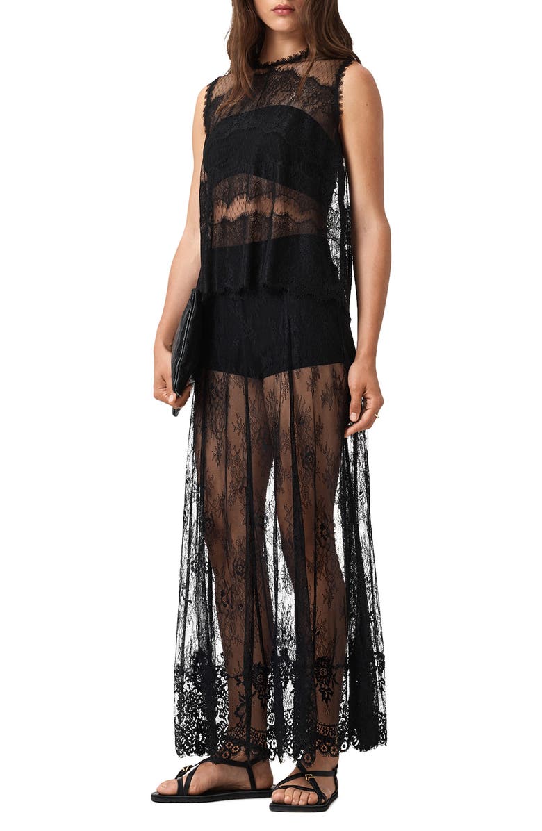 AllSaints Clara Mixed Lace Sleeveless Top, Alternate, color,