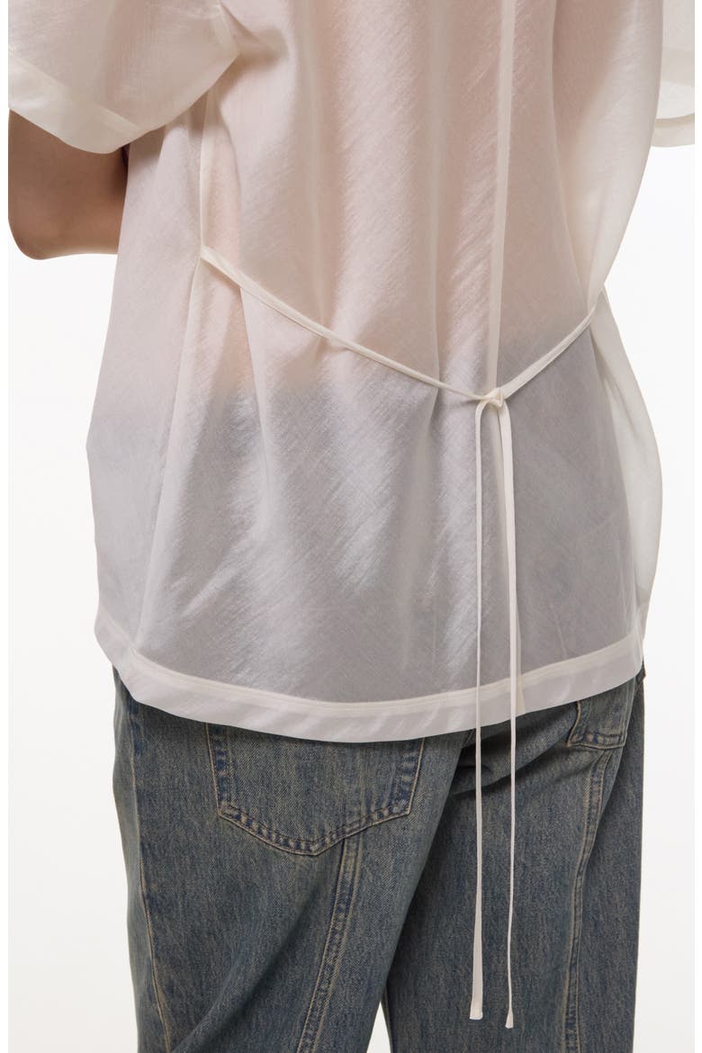 Sheer Tie Waist T-Shirt, Alternate, color, SOFT WHITE