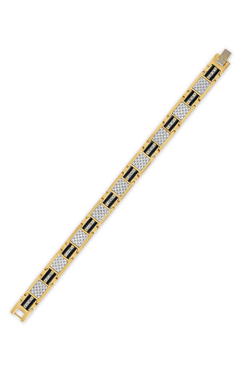 Esquire Men's Stainless Steel Carbon & Diamond Link Bracelet, Alternate, color, 