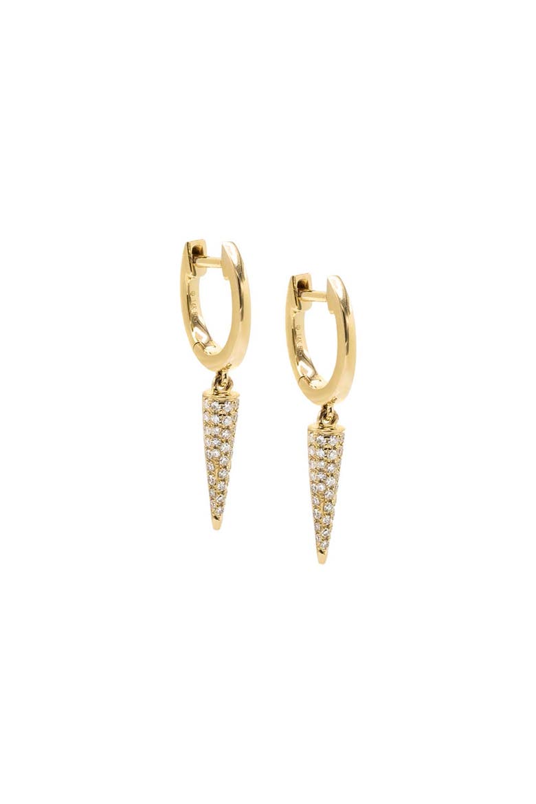 Diamond Elongated Spike Huggie Earring 14K, Main, color, 14K Gold