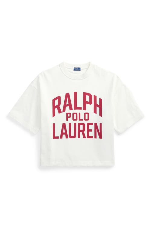 Shop Polo Ralph Lauren Logo Oversize Cotton Graphic T-shirt In Antique White