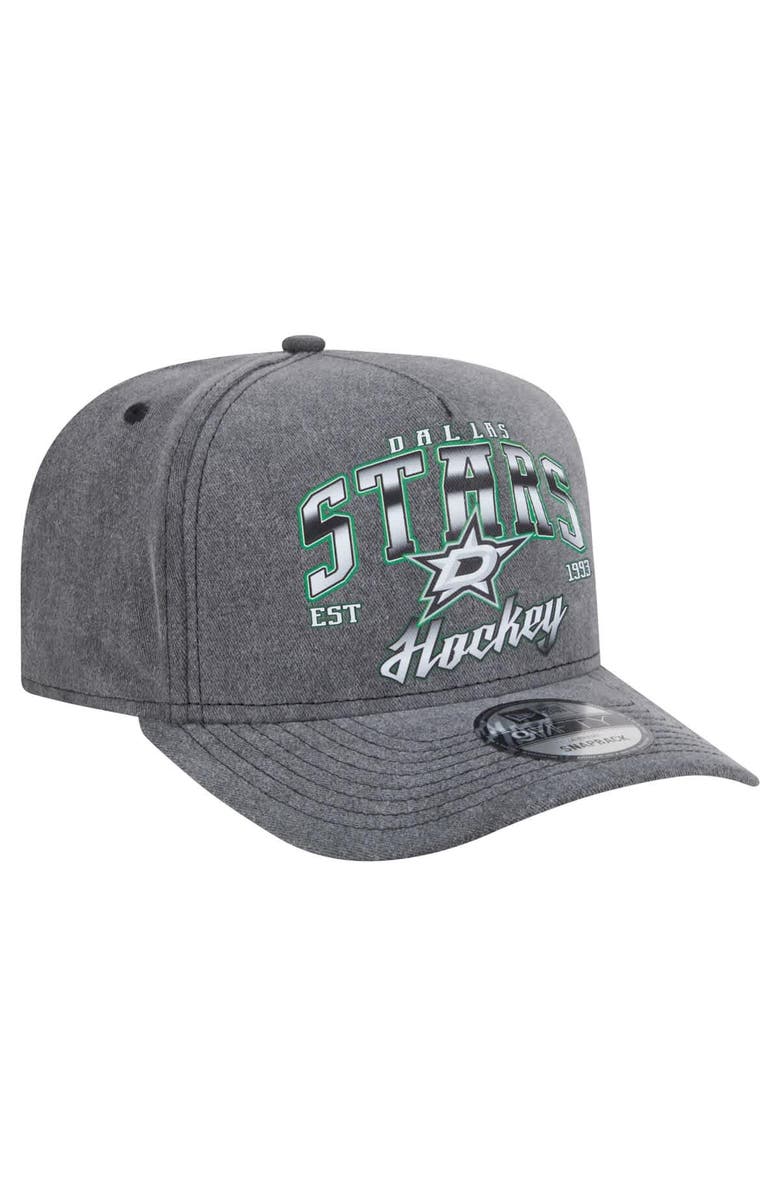 New Era Men's New Era  Charcoal Dallas Stars Throwback Washed A-Frame Pre-Curved 9FIFTY Snapback Hat, Alternate, color, 