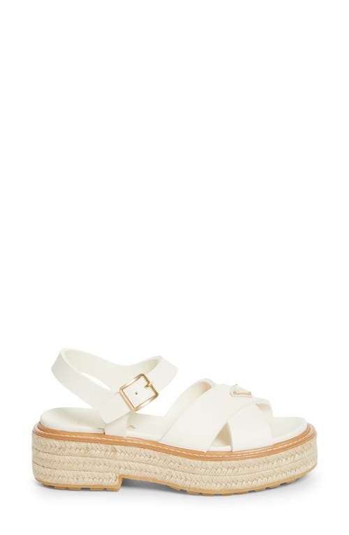Prada Stride Flow Espadrille Platfrom Sandal In White