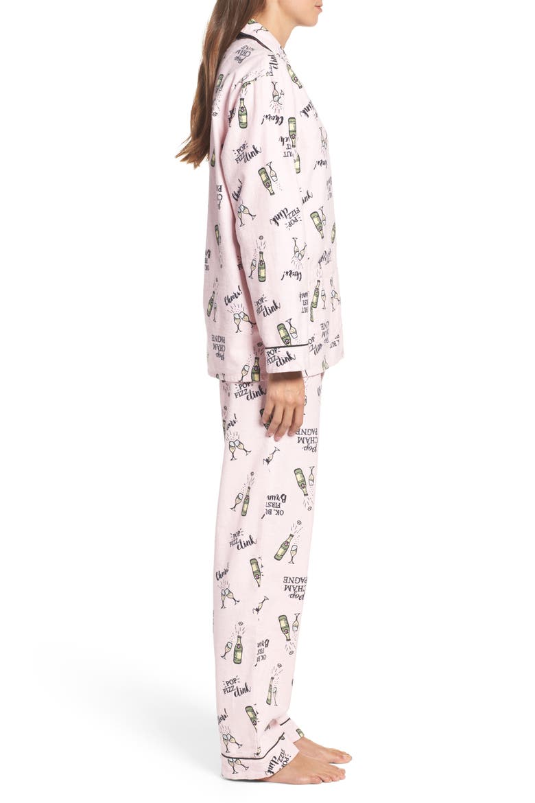 Print Flannel Pajamas, Alternate, color, BLUSH