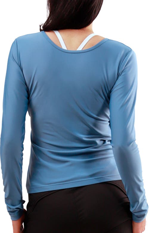 Uv Skinz Ls Reverse Neck Sun & Swim Shirt In Blue