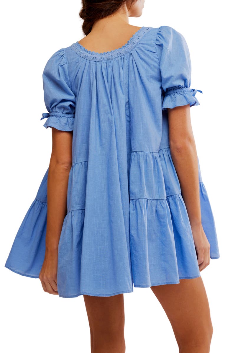 Free People Sandy Shores Cotton Babydoll Minidress, Alternate, color, Cornflower Blue