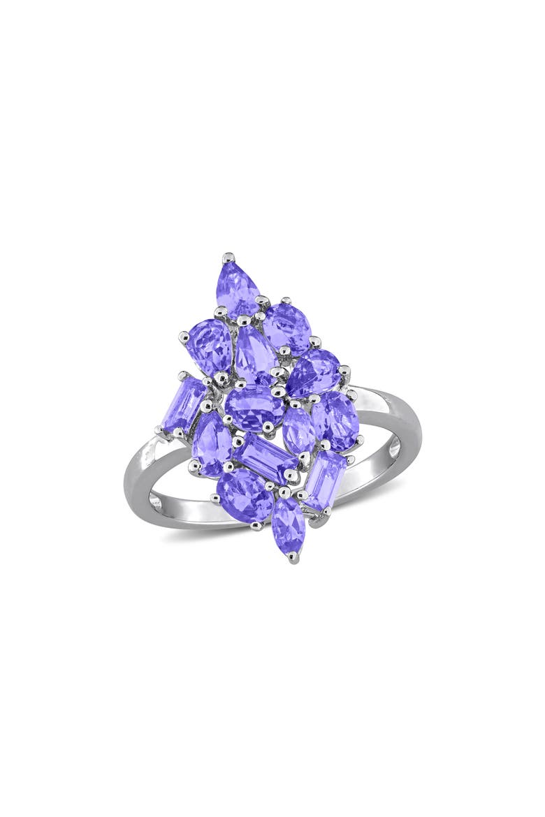 Multi-Shaped Tanzanite Sterling Silver Cluster Ring, Main, color, PURPLE