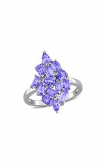 Multi-Shaped Tanzanite Sterling Silver Cluster Ring