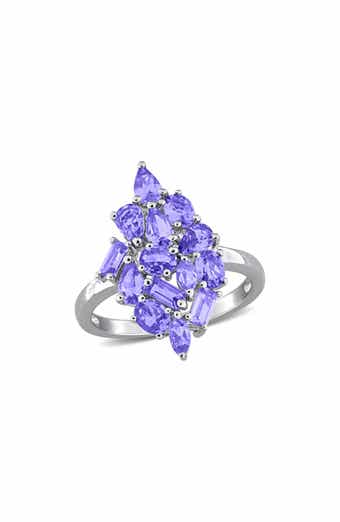 Multi-Shaped Tanzanite Sterling Silver Cluster Ring