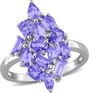 DELMAR Multi-Shaped Tanzanite Sterling Silver Cluster Ring