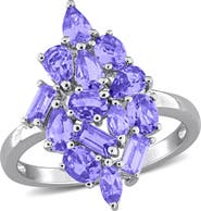 DELMAR Multi-Shaped Tanzanite Sterling Silver Cluster Ring
