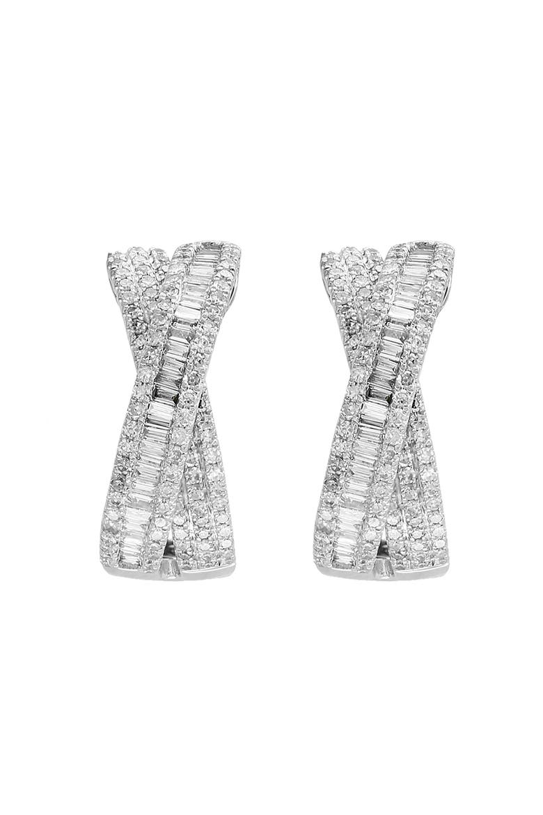 Twisted Ribbon Diamond Hoop Earrings in 14K White Gold, Main, color, 14K White Gold