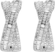 EFFY Twisted Ribbon Diamond Hoop Earrings in 14K White Gold