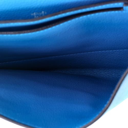 Pre-owned Hermes  Hermes H Passant Clutch Shoulder Bag Evercolor In Blue