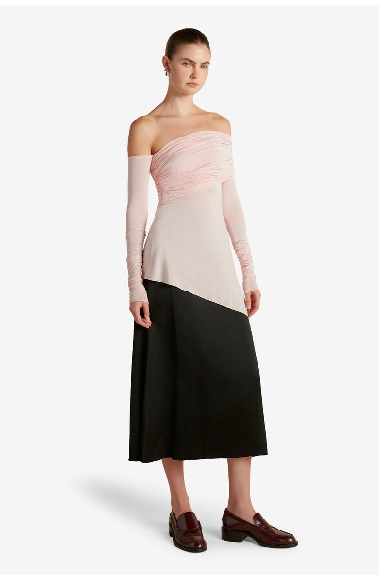 Marina Moscone Jersey One-Shoulder Draped Top, Alternate, color, Camellia