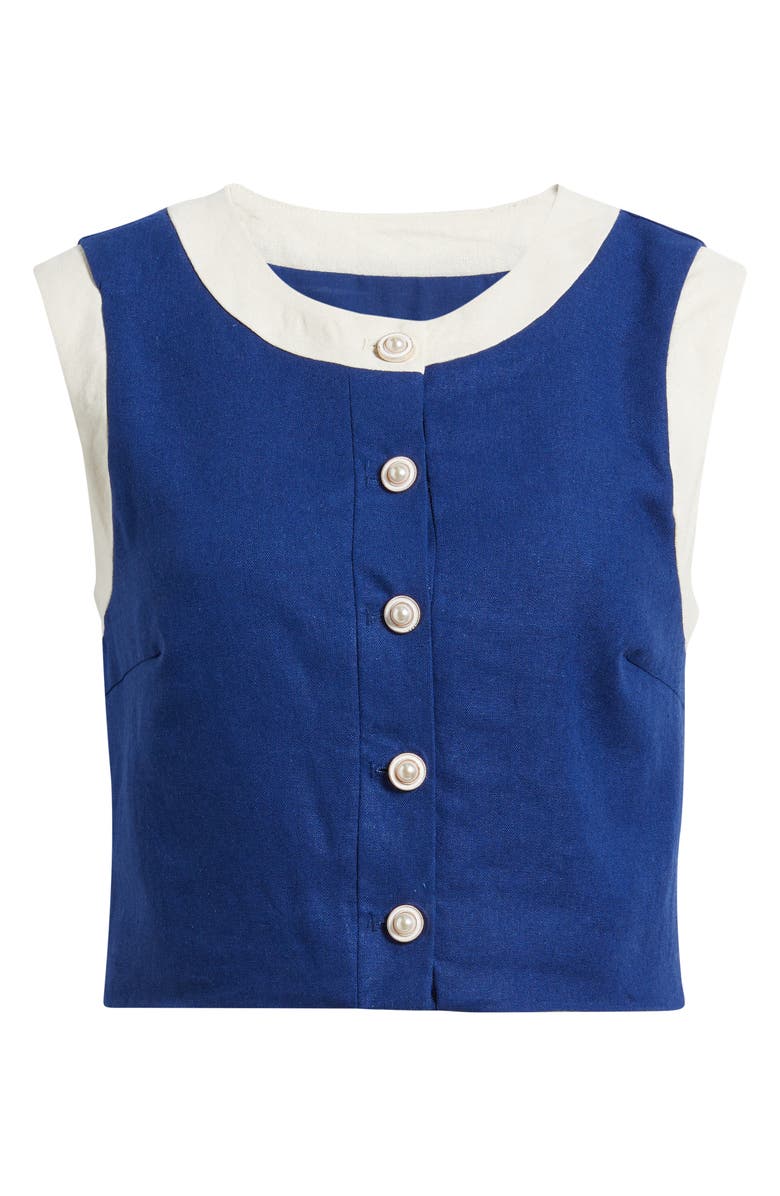 Avec Les Filles Colorblock Crop Vest, Alternate, color, Navy
