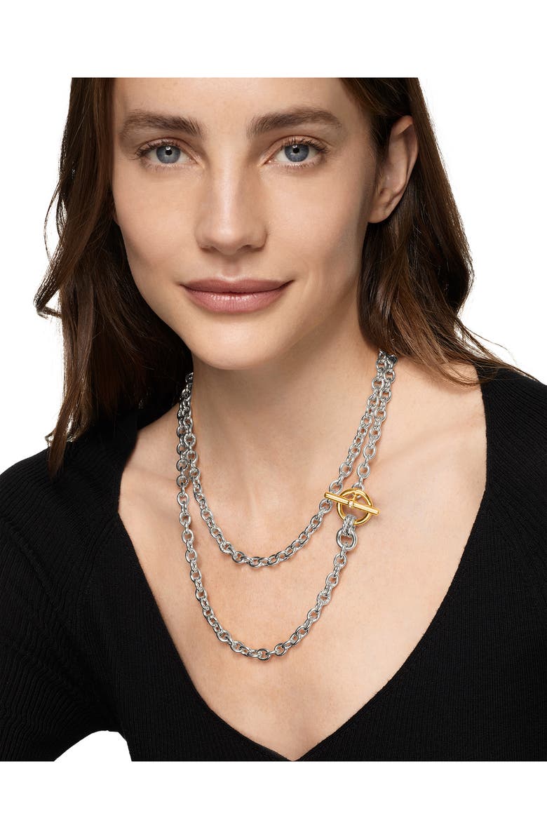 David Yurman DY Mercer<sup>®</sup> Double Row Toggle Chain Necklace with Diamonds, 8mm, Alternate, color, Diamond/ Silver/ Gold
