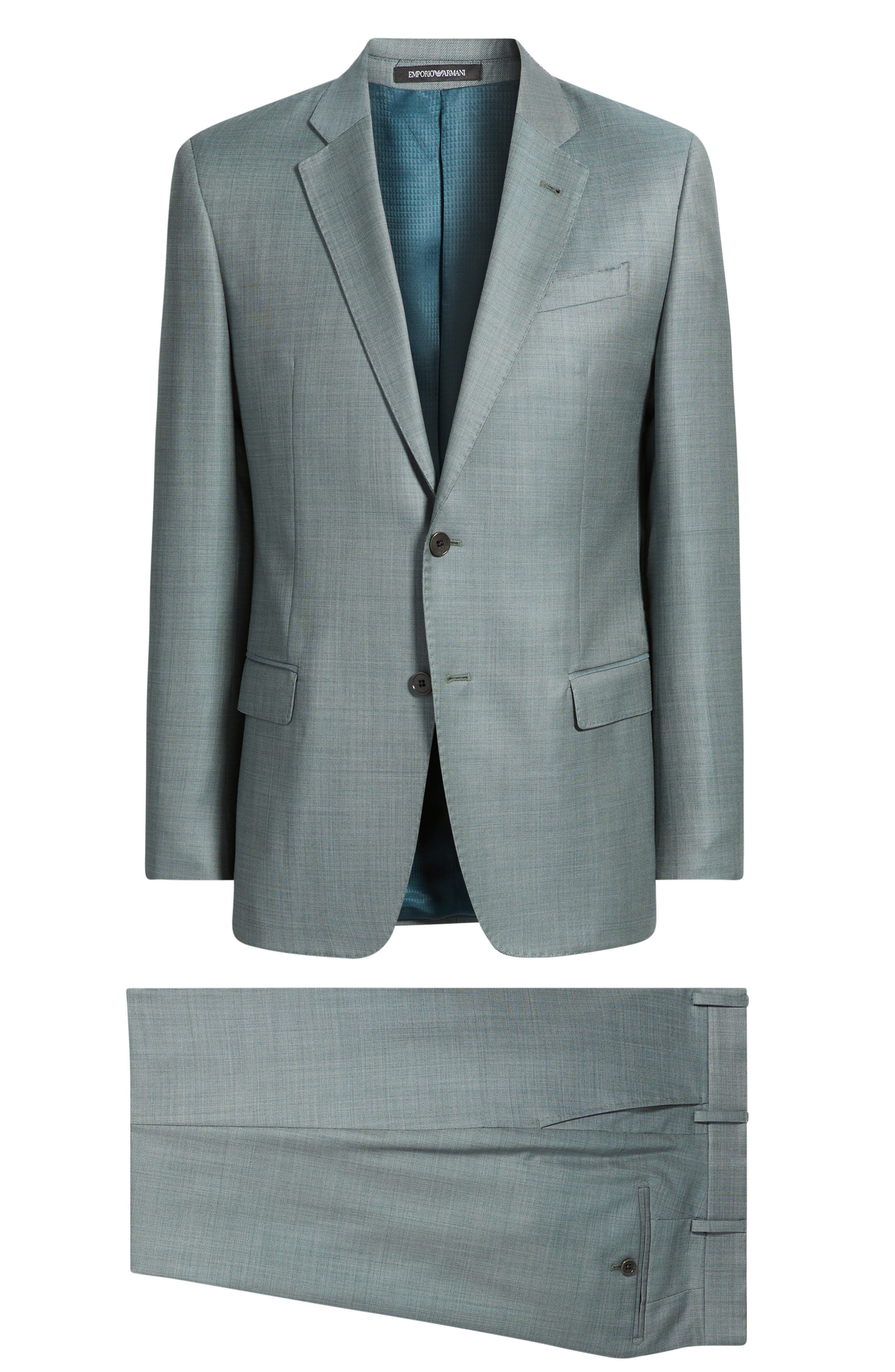 Emporio Armani Sage Green Wool Sharkskin Suit (Men) | Nordstrom