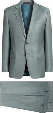 Emporio Armani Sage Green Wool Sharkskin Suit