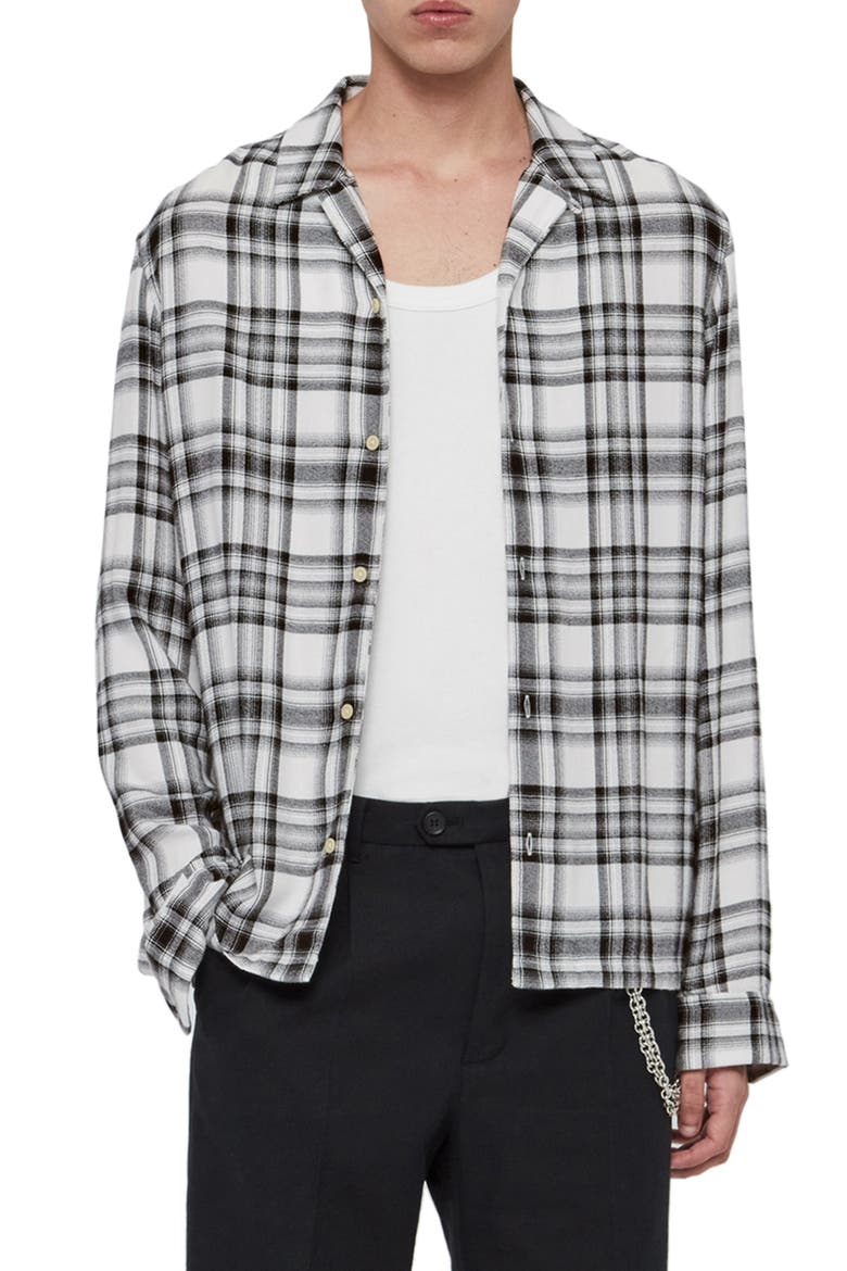 Easton Plaid Button-Up Shirt, Main, color, WHITE/ BLACK