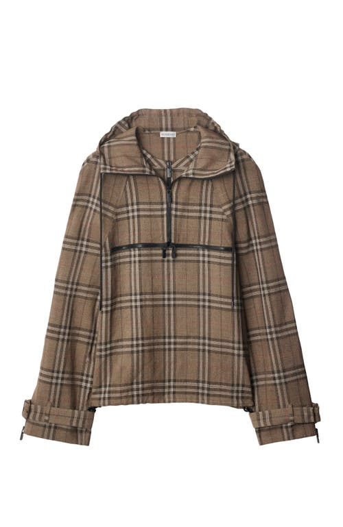 Burberry Half-zip Jacket With Check Pattern In Silk Blend Men In Brush