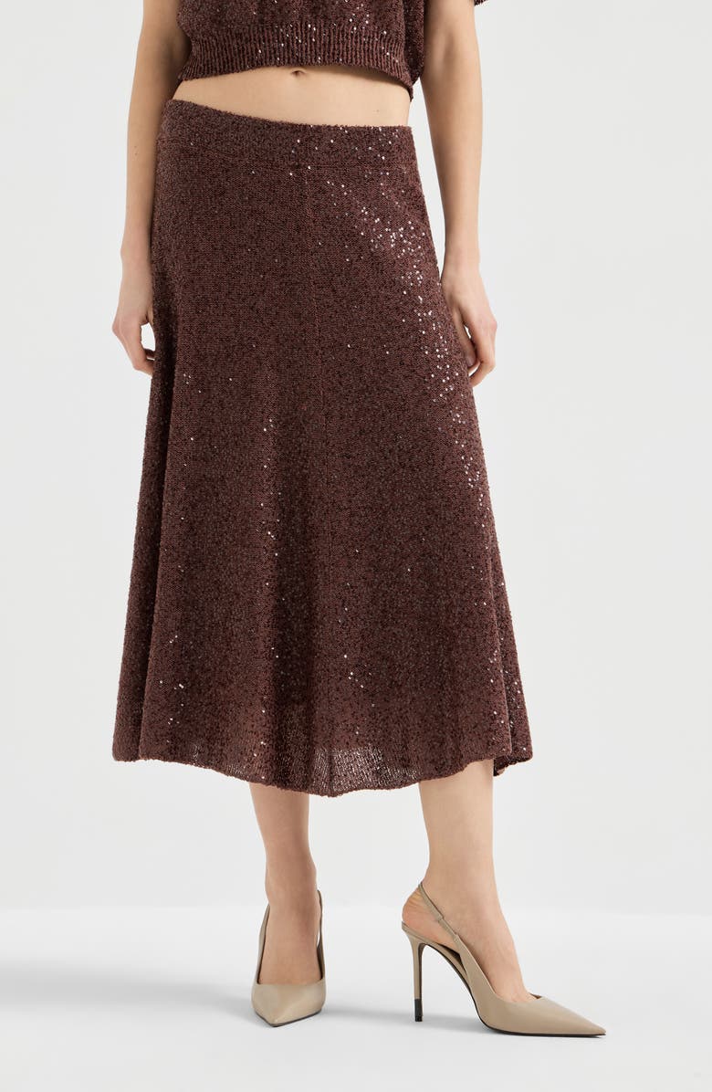 Brunello Cucinelli Knitted skirt, Main, color, Bordeaux