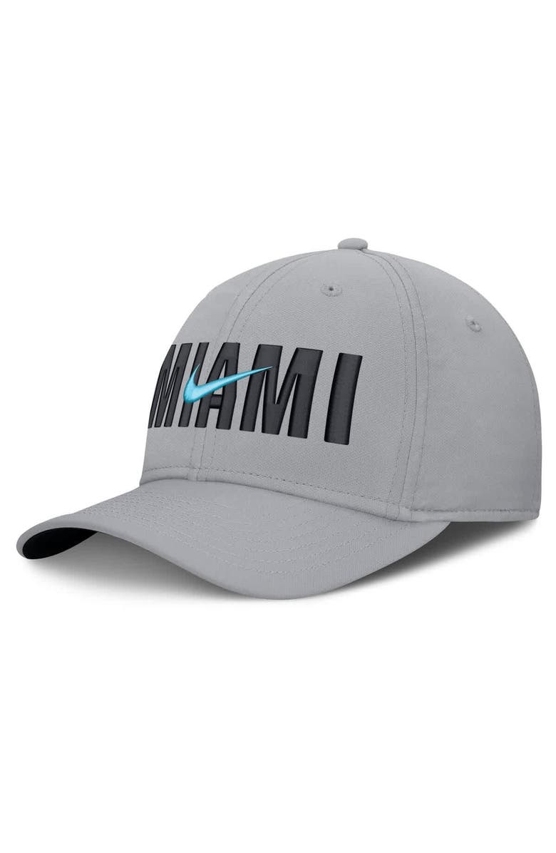 Nike Men's Nike Gray Miami Marlins Primetime Rise Dri-FIT Flex Hat, Main, color, Gray