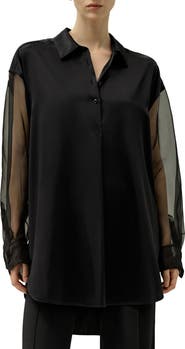 Lilysilk LILYSILK Women's Silk Blouse with Organza Sleeves