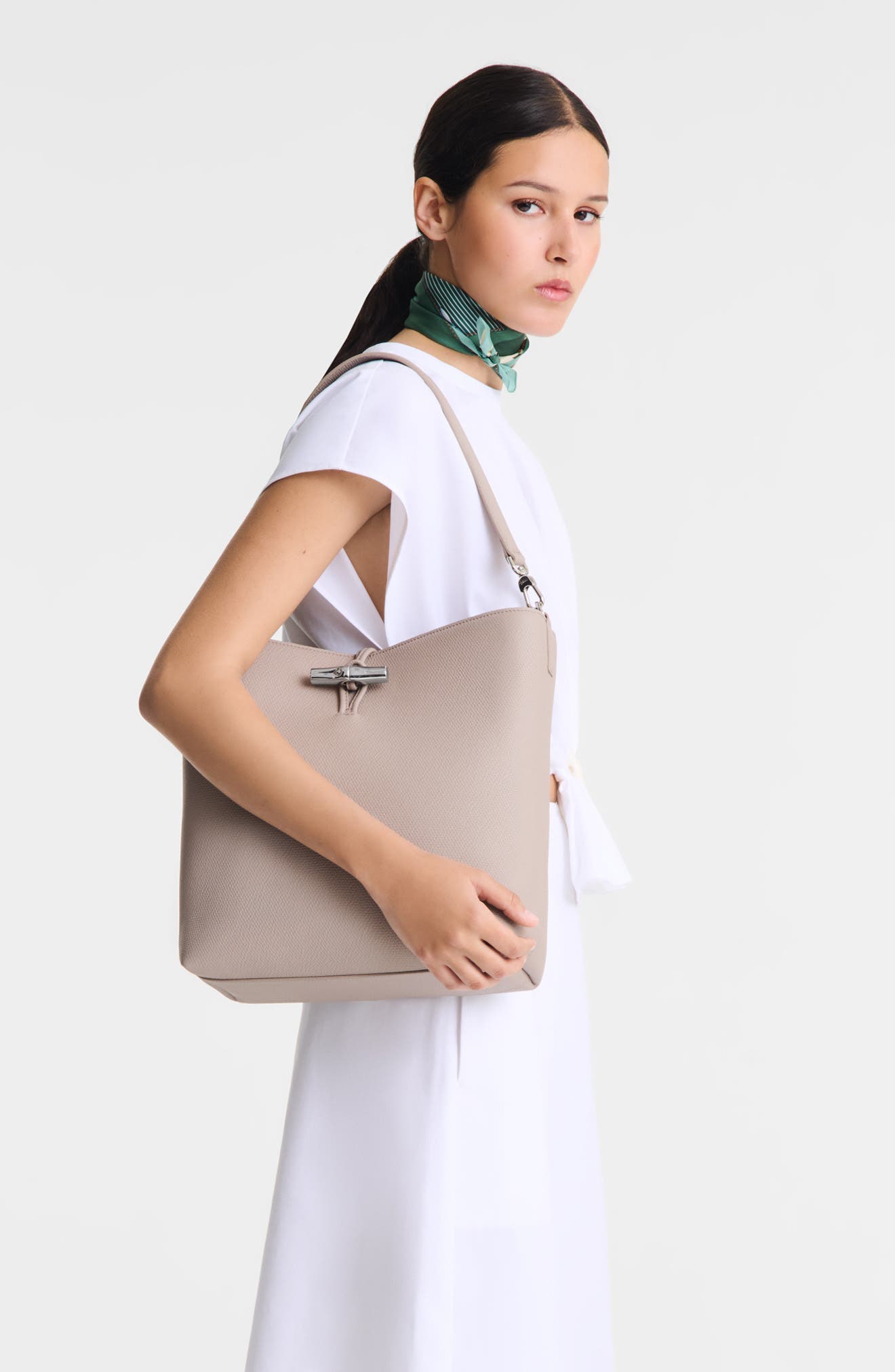 Medium Le Roseau Leather Hobo Bag, Alternate, color, CLAY