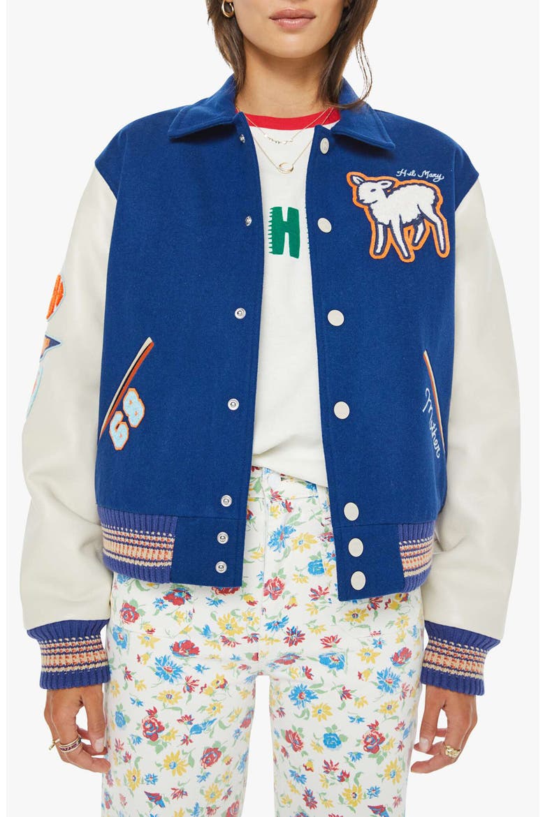 The Team Spirit Wool Blend Varsity Jacket, Main, color, AWAY GAME