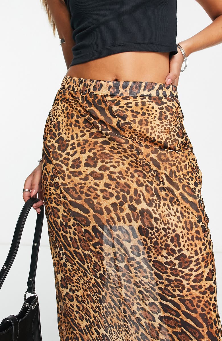 ASOS DESIGN Sheer Animal Print Maxi Skirt, Alternate, color, 